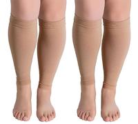 Valcatch 2 Pairs Calf Compression Sleeves for Women & Men 20-30mmgh, Plus Size Compression Leg Sleeves Support Brace for Running Cycling, Relieve Varicose Veins, Swelling, Soreness, Shin splints