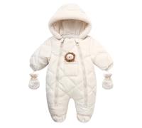 Valcatch Baby Boy Girl Snowsuit Hooded Windproof Jumpsuit Winter Gloves Lion Pocket Romper Outwear One-Piece Winter Coat Unisex Infant Toddler Full-Over Snow Suits 6-24M
