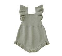 Valcatch Baby Girl Kint Romper, Infant Newborn Summer Ruffle Sleeveless One Piece Bodysuit, Solid Strappy Sweater Overall Jumpsuit Outfits for Twin Sister Matching Outfit 0-4 Years