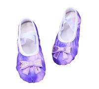 Valcatch Ballet Shoes for Girls, Toddler Kids Glitter Ballet Dance Slippers with Sequin Bowknot, Childrens Adult Women Full Sole Ballet Dance Flats for Practice, Stage Performances, Gymnastics Purple