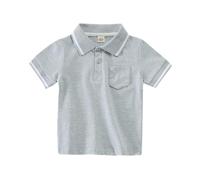 Valcatch Boys Girls School Uniform Polos, Toddler Kids Short Sleeve T-Shirts with Contrast Trim Collar and Cuffs, Summer Plain Color Children Sports Wear Shirt Top & Tee for 1 2 3 4 5 6 7 Years Gray