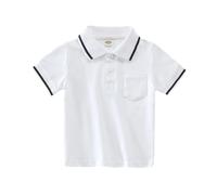 Valcatch Boys Girls School Uniform Polos, Toddler Kids Short Sleeve T-Shirts with Contrast Trim Collar and Cuffs, Summer Plain Color Children Sports Wear Shirt Top & Tee for 1 2 3 4 5 6 7 Years White