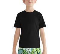 Valcatch Boy's Girls UPF 50+ Rash Guard Swim Shirts Kids Teens Quick Dry Athletic Short Sleeve T Shirt UV Fishing Surfing Water Beach Tops Running Workout Gym Active Tee Shirt Black