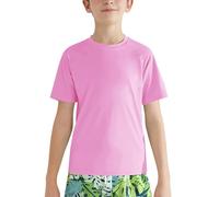 Valcatch Boy's Girls UPF 50+ Rash Guard Swim Shirts Kids Teens Quick Dry Athletic Short Sleeve T Shirt UV Fishing Surfing Water Beach Tops Running Workout Gym Active Tee Shirt Pink