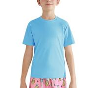 Valcatch Boy's Girls UPF 50+ Rash Guard Swim Shirts Kids Teens Quick Dry Athletic Short Sleeve T Shirt UV Fishing Surfing Water Beach Tops Running Workout Gym Active Tee Shirt Blue