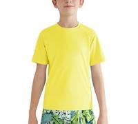 Valcatch Boy's Girls UPF 50+ Rash Guard Swim Shirts Kids Teens Quick Dry Athletic Short Sleeve T Shirt UV Fishing Surfing Water Beach Tops Running Workout Gym Active Tee Shirt Yellow