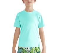 Valcatch Boy's Girls UPF 50+ Rash Guard Swim Shirts Kids Teens Quick Dry Athletic Short Sleeve T Shirt UV Fishing Surfing Water Beach Tops Running Workout Gym Active Tee Shirt Neon Blue