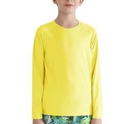 Valcatch Boy's Girls UPF 50+ Sun Protection Shirts Long Sleeve Swim Rash Vests Kids Teens Fishing Hiking Shirt Quick Dry Athletic Performance Active T-Shirt Running Gym Workout Tee Tops Yellow