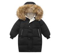 Valcatch Boys Girls Winter Coat Kids Puffer Jacket, Black White, 3-4Y
