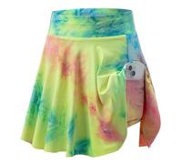 Valcatch Girls Athletic Skort High Waist Tie-Dye Tennis Skirts with Shorts Golf Flowy Short Skirt Dance Running School Sport Pleated Skirt with Pockets and Spandex Liner 3 4 5 6 7 8 9 10 11 12 13T