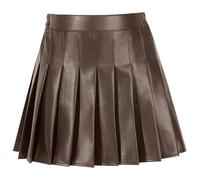 Valcatch Girls Black Faux Leather Skirt Pleated Elastic Waist Skirts with Shorts Lining for Holiday Party Casual Wear for Kids Ages 6 7 8 9 10 11 12 13 14 Years