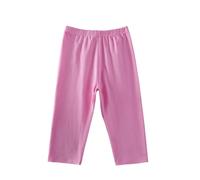 Valcatch Girls Leggings 3/4 Capri Tights, Kids Cotton Plain Stretchy Trousers, Soft Casual School Sports Dance Gymnastics Bottom Pants for 3 4 5 6 7 8 9 10 11 12 Years