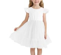 Valcatch Girls Princess Tulle Dress Little Kids Sleeveless/Long Sleeve Ruffle A-Line Dress for Casual Birthday Christmas Wedding Party 3 4 5 6 7 8 Years