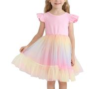 Valcatch Girls Princess Tulle Dress Little Kids Sleeveless/Long Sleeve Ruffle A-Line Dress for Casual Birthday Christmas Wedding Party 3 4 5 6 7 8 Years