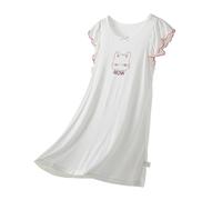 Valcatch Girls Short Sleeve Sleep Shirts, Toddler Cute Kitten Peaches Print Princess Nightgowns, Kids Soft Summer Pajamas Nightdress Tween Girls Nighties Sleepwear Dress for 2-15 Years