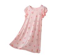 Valcatch Girls Short Sleeve Sleep Shirts, Toddler Cute Kitten Peaches Print Princess Nightgowns, Kids Soft Summer Pajamas Nightdress Tween Girls Nighties Sleepwear Dress for 2-15 Years