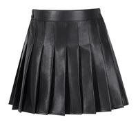 Valcatch Girls Skirt for Kids Black Leather Skirts with Shorts Lining for Christmas Winter Short Skirt Elastic High Waist Pleated PU Skort for Youth Girl Size 6 7 8 9 10 11 12 13 14 Years