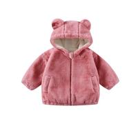 Valcatch Kids Coat with Cute Bear Ear Boys Girls Toddler Winter Coats Fleece Hooded Jacket with Zipper Warm Outwear Fall Winter Thick Clothes for 1 2 3 4 5 Years