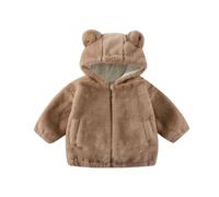 Valcatch Kids Coat with Cute Bear Ear Boys Girls Toddler Winter Coats Fleece Hooded Jacket with Zipper Warm Outwear Fall Winter Thick Clothes for 1 2 3 4 5 Years