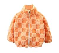 Valcatch Kids Fleece Jackets Boy Girl Zip Up Fuzzy Plush Sweatshirt Checked Coat with Stand Collar Thick Warm Outerwear Teens Winter Clothes Toddler Snow Jackets for 2 3 4 5 6 7 8 9 10 11 12 13 Years