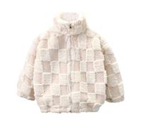 Valcatch Kids Fleece Jackets Boy Girl Zip Up Fuzzy Plush Sweatshirt Checked Coat with Stand Collar Thick Warm Outerwear Teens Winter Clothes Toddler Snow Jackets for 2 3 4 5 6 7 8 9 10 11 12 13 Years