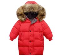 Valcatch Kids Windproof Waterproof Puffer Jacket Boys Girls Winter Long Padded Coat Faux Fur Hooded Thicken Fleece Lined Parka Overcoat for School Outdoor Ski Snowboard 12-24M 2-10Y