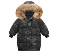 Valcatch Kids Windproof Waterproof Puffer Jacket Boys Girls Winter Long Padded Coat Faux Fur Hooded Thicken Fleece Lined Parka Overcoat for School Outdoor Ski Snowboard 12-24M 2-10Y