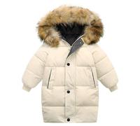 Valcatch Kids Windproof Waterproof Puffer Jacket Boys Girls Winter Long Padded Coat Faux Fur Hooded Thicken Fleece Lined Parka Overcoat for School Outdoor Ski Snowboard 12-24M 2-10Y