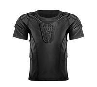 Valcatch Kids Youth Boys Padded Compression Shirt Long Sleeve Shoulder Rib Chest Protective Top for Rugby Football Cycling Tennis