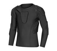 Valcatch Kids Youth Boys Padded Compression Shirt Long Sleeve Shoulder Rib Chest Protective Top for Rugby Football Cycling Tennis