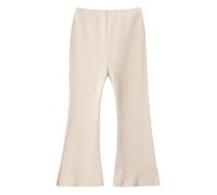 Valcatch Little Girls Ribbed Flared Pants Leggings Casual Elastic High Waisted Yoga Pants Kids Solid Bell Bottoms Trousers Fall Outfits for 3-8 Years Beige White
