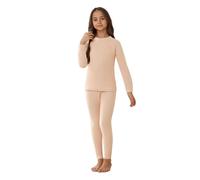 Valcatch Set Intimo Termico per Bambini Maglia a Maniche Lunghe e Pantaloni in Misto Lana per Ragazzi e Ragazze 6-16 Anni Beige