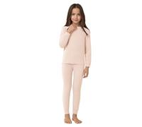 Valcatch Set Intimo Termico per Bambini Maglia a Maniche Lunghe e Pantaloni in Misto Lana per Ragazzi e Ragazze 6-16 Anni Light Pink
