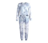 Valcatch Women Pyjamas Set 2 Piece Loungerwear Fall Casual Long Sleeve Tops Jogger Pants Tie Dye Pajama Sets Matching Outfits Clothing Sport Tracksuit Sleepwear Ladies T-Shirt Lounge Pjs S M L XL