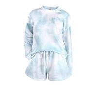 Valcatch Women's Pyjamas Set Ladies Pjs Set Tie Dye Print Sleepwear Crew Neck Soft Loungewear Top and Shorts Set with Pockets Summer Nightwear Two Piece Shorts Outfits Set