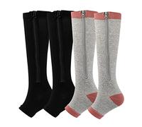 Valcatch Zipper Compression Socks for Women Men 20-30 mmHg Support Hose Stockings Calf Knee High Running Walking(2/3/5Pairs)