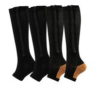 Valcatch Zipper Compression Socks for Women Men 20-30 mmHg Support Hose Stockings Calf Knee High Running Walking(2/3/5Pairs)