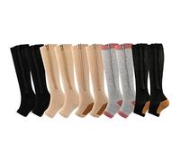 Valcatch Zipper Compression Socks for Women&Men Toeless 20-30 mmHg Support Stockings Calf High Zippered Athletic (3/5 Pairs)