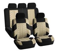 VALCLA Car Seat Covers Set for Ford Ranger T6 Ranger Double 2015-2024, All-Season Breathable Anti-Slip Car Seat Protector, Full Car Seat Cover Sets Universal Cars Seat, E-Beige