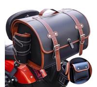 Valcla Motorcycle Tail Bag for Ducati Scrambler Full Throttle 2015-2023 - Leather Motorbike Tailbag & Luggage, Motorcycle Saddle Bag Saddlebags, Rear Seat Storage Bags,C Black+Brown