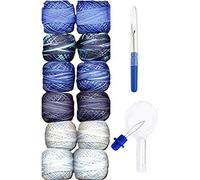 Valdani Embroidery Thread Perle Cotton Size 8 Hand-Double-Dyed 2 in Blue Collection Bundled with Artsiga Crafts Seam Ripper and Needle Threader (PC8-TwoBlue)