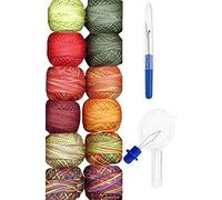 Valdani Embroidery Thread Perle Cotton Size 8 Hand-Double-Dyed Accents 1 Joy to The World Collection (PC8-JoyWorld) with Seam Ripper and Needle Threader