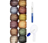 Valdani Embroidery Thread Perle Cotton Size 8 Hand-Double-Dyed Earthly Treasures Collection Bundled with Artsiga Crafts Seam Ripper and Needle Threader (PC8-EarthlyT)