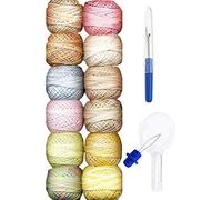 Valdani Embroidery Thread Perle Cotton Size 8 Hand-Double-Dyed Pastels Collection Bundled with Artsiga Crafts Seam Ripper and Needle Threader (PC8-Pastels)