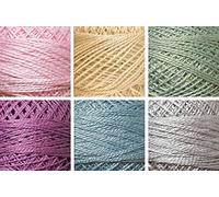 Valdani Perle Cotton Size ~12~ Embroidery Thread Sampler Set - 6 Colors, 109 Yards Each (Lullabye - Pastel Solids)