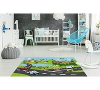 VALDERN City Traffic Kids bedroom floor carpet Male Soft Play mat carpet non-slip washable 80 x 120 cm