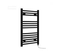 Valdern" Matt Black Electric Heated Towel Rail 500 mm (W) x 800 mm (H) - 150W - Prefilled Black Electric Towel Radiator Warmer for Bathroom