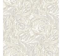 Vale Leaf Arts and Crafts Lightly Textured Wallpaper with Metallic Elements Perfect for Bedrooms, Living Rooms and Hallways Cream Muriva 221502