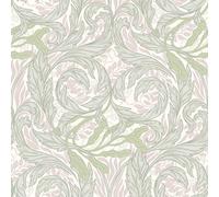 Vale Leaf Wallpaper Green / Pink Muriva 221503