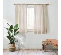 Valea Home Linen Curtains Panel 54 inch Long Light Filtering Rod Pocket Crude Drapes for Bedroom Living Room Farmhouse Window Treatment Panels, Natural, 1 Panel